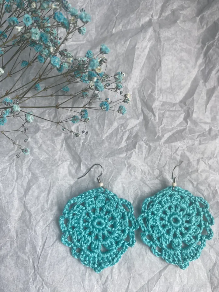 knitted earrings "blue lagoon"