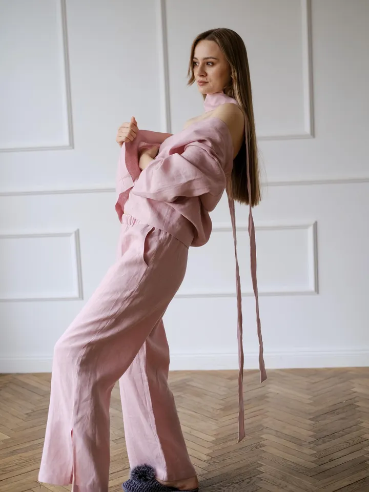 Linen suit - Kimono jacket with pants for women - Linen pants - Linen clothing womens