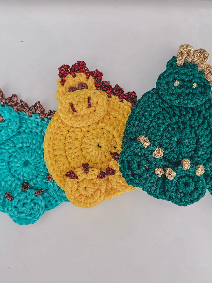 Crochet pattern dragon coaster PDF Digital instant download, Video tutorial, Storage organization, Christmas ornament, Table decor, holster