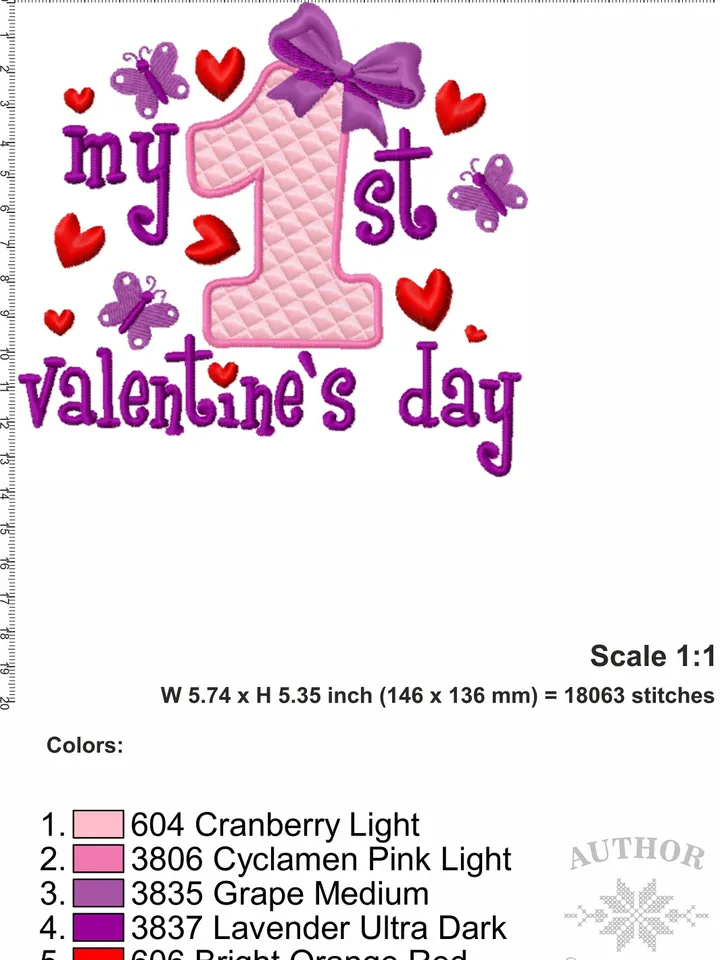 My first Valentine embroidery designs Machine embroidery pattern 3 sizes, Embroidery files baby valentine, Baby girl embroidery digital #R8