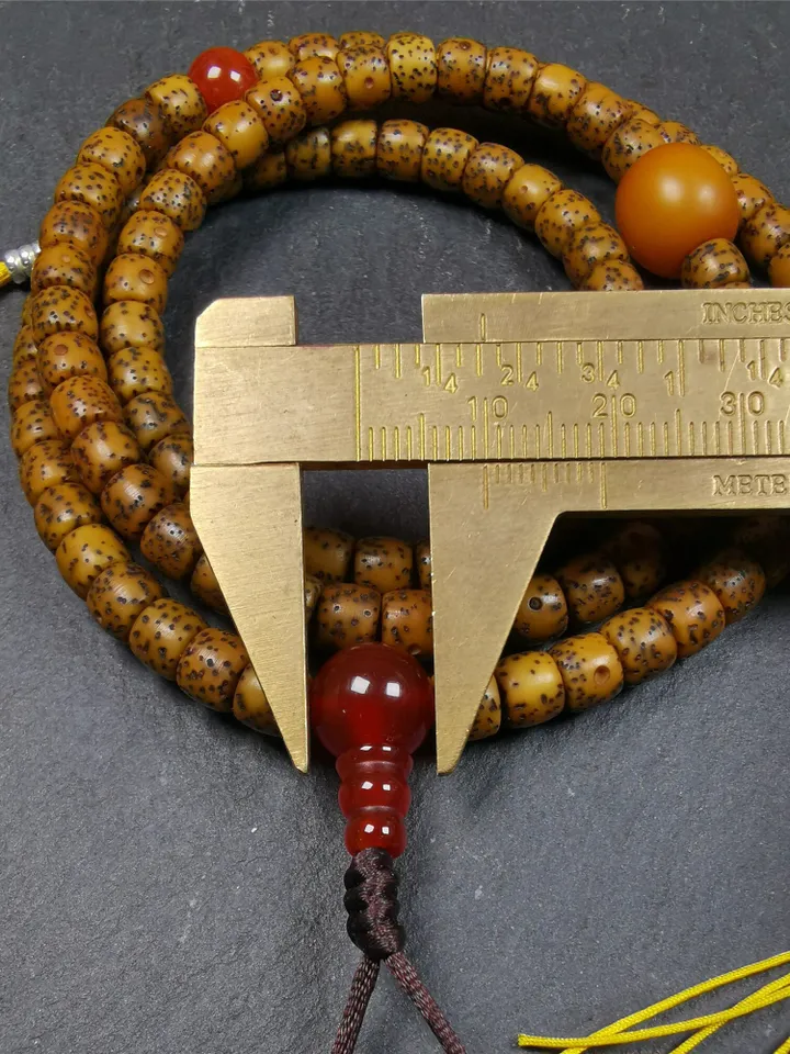 Gandhanra Old 108 Tibetan Lotus Seed Beads Mala,Prayer Beads Necklace for Meditation,Diameter 0.24", Circumference 23"