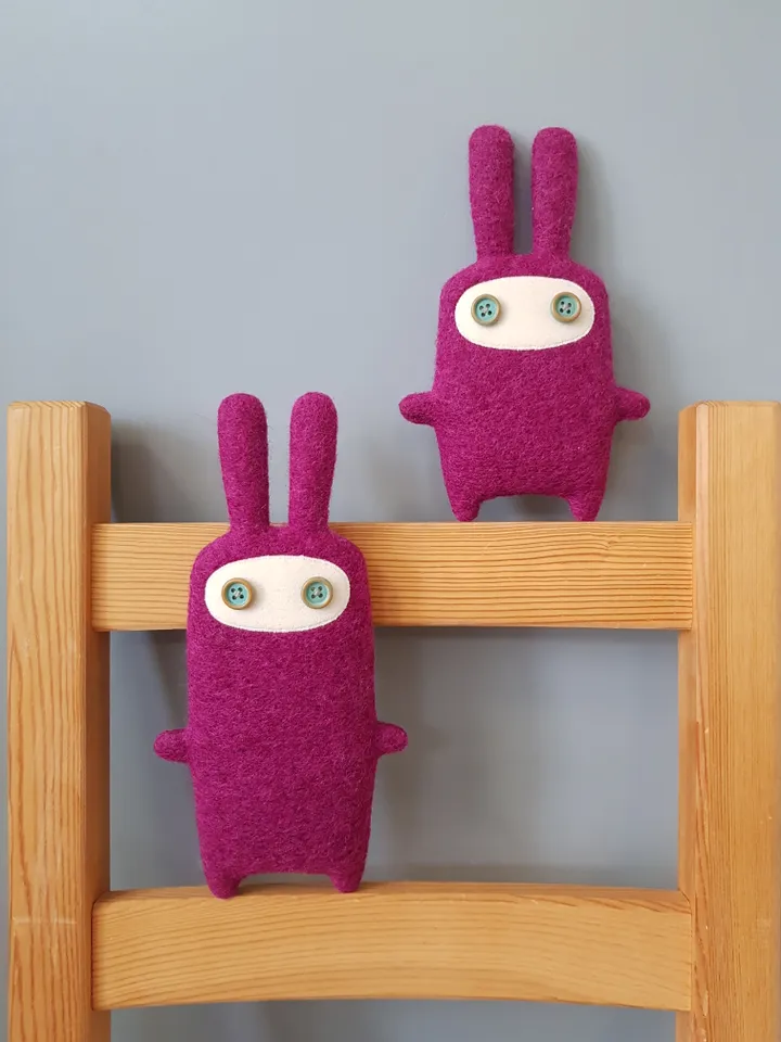 Big pink rabbit sewing pattern PDF digital tutorial in English, animal doll sewing diy