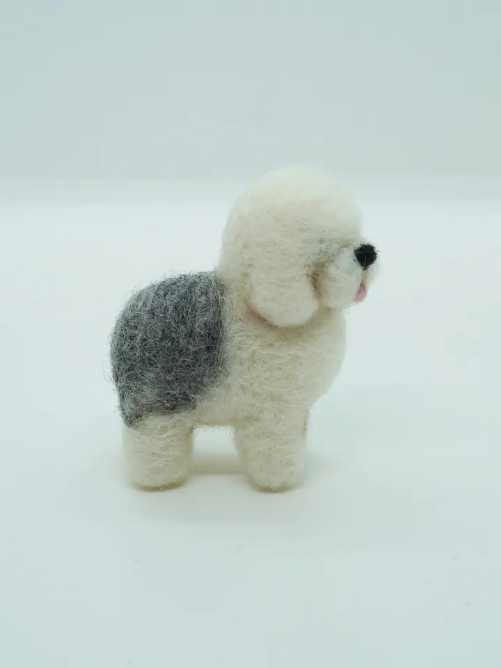 Miniature old English sheepdog, needle felted dog, pet portrait, made to order