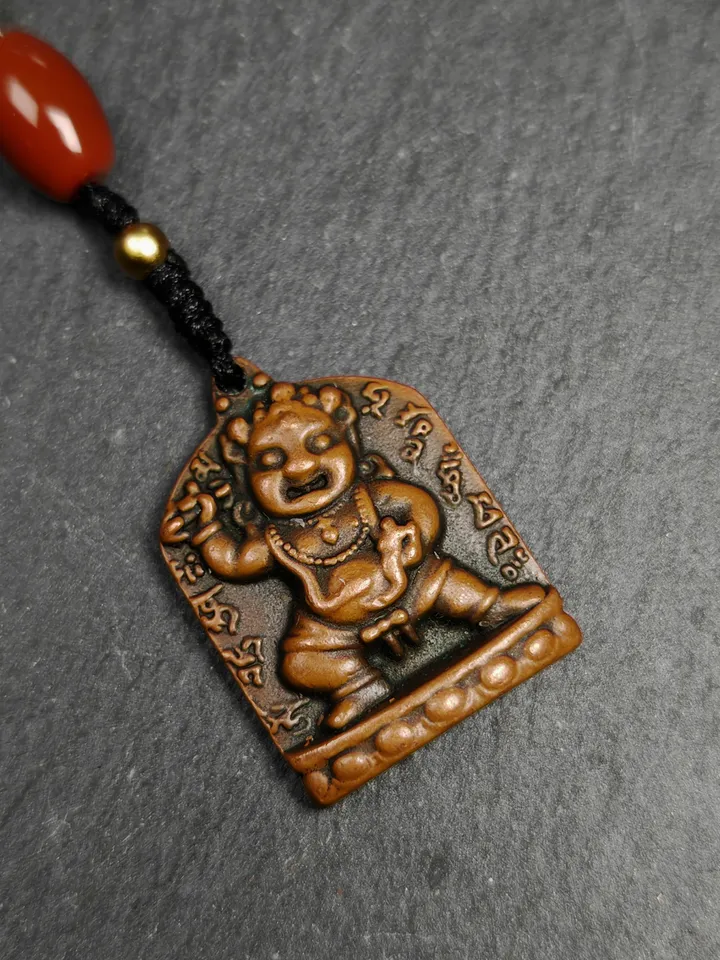 Gandhanra Vintage Tibetan Buddhism Statue Pendant,Vajrapani Amulet Badge,the Protector and Guide of Gautama Buddha,Made of Copper