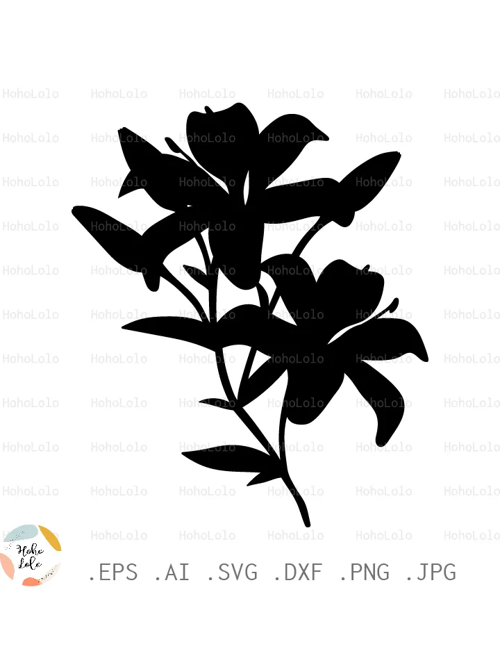 Lily Svg, Lily Silhouette, Flower Svg, Lily Cricut, Lily Clipart Png, Lily Stencil, Lily Template Dxf