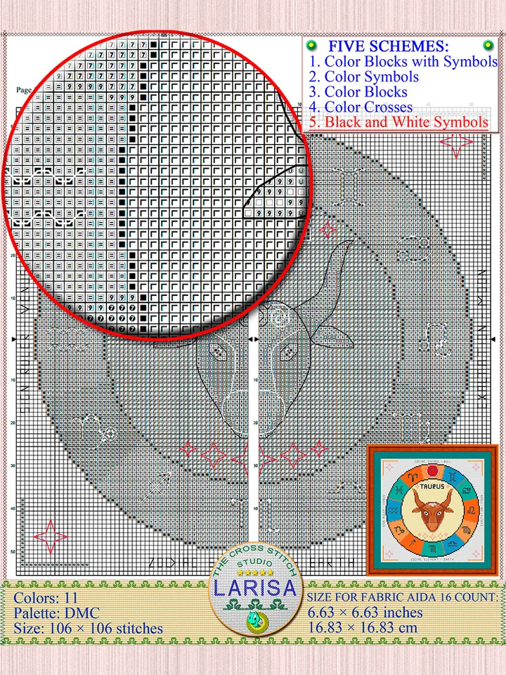 Taurus Cross Stitch Pattern | Taurus Zodiac Sign
