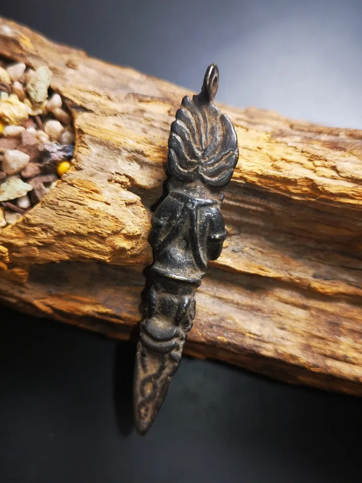 Gandhanra Antique Thokcha Pendant,Phurba Kila of Manjusri and Samantabhadra,Tibetan Budhist Protective Amulet,80 Years Old