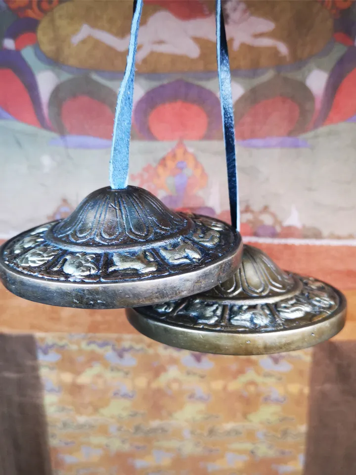 Gandhanra 8.3cm Tibetan Cymbals,12 Zodiac Tingsha Bell,Buddhism Ritual Implement,Handmade in Nepal