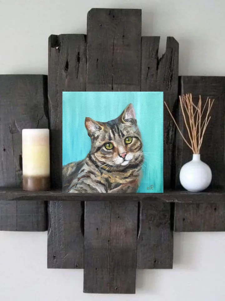 Cats Oil Painting Original Cat Portrait Animal Wall Art Pet Portrait