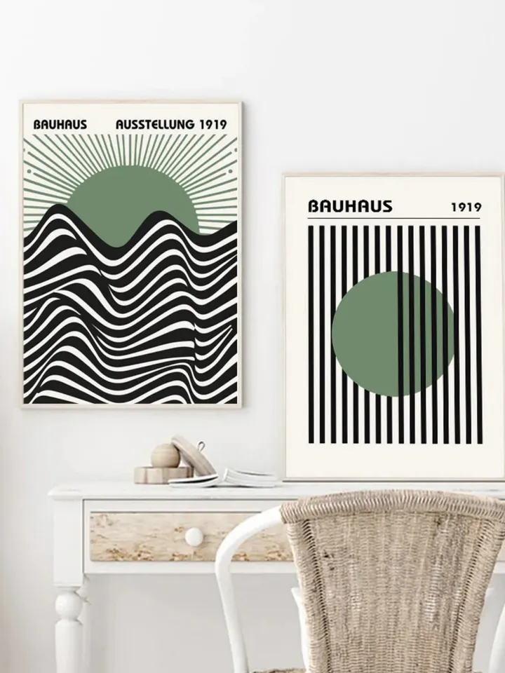 Bauhaus poster set of 18, premium printable, wall art prints, mid century modern, minimalist abstract geometric bundle, digital download art