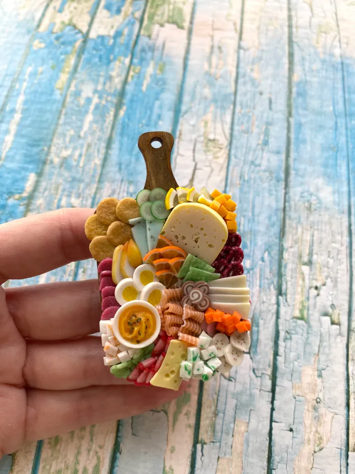 Magnet Miniature Cheese Charcuterie board with Polymer clay Souvenir