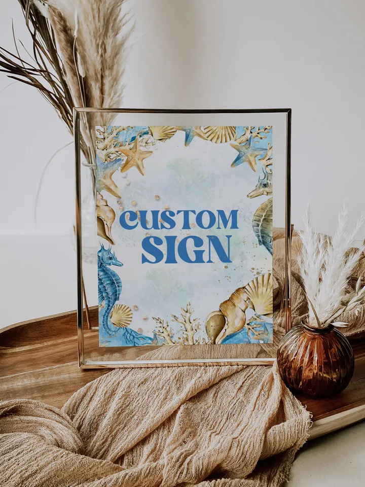 Editable Custom Sign ONEder the Sea First Birthday Invitation; Under the Sea Party; Ocean Party Birthday Template Instant Download; SE1