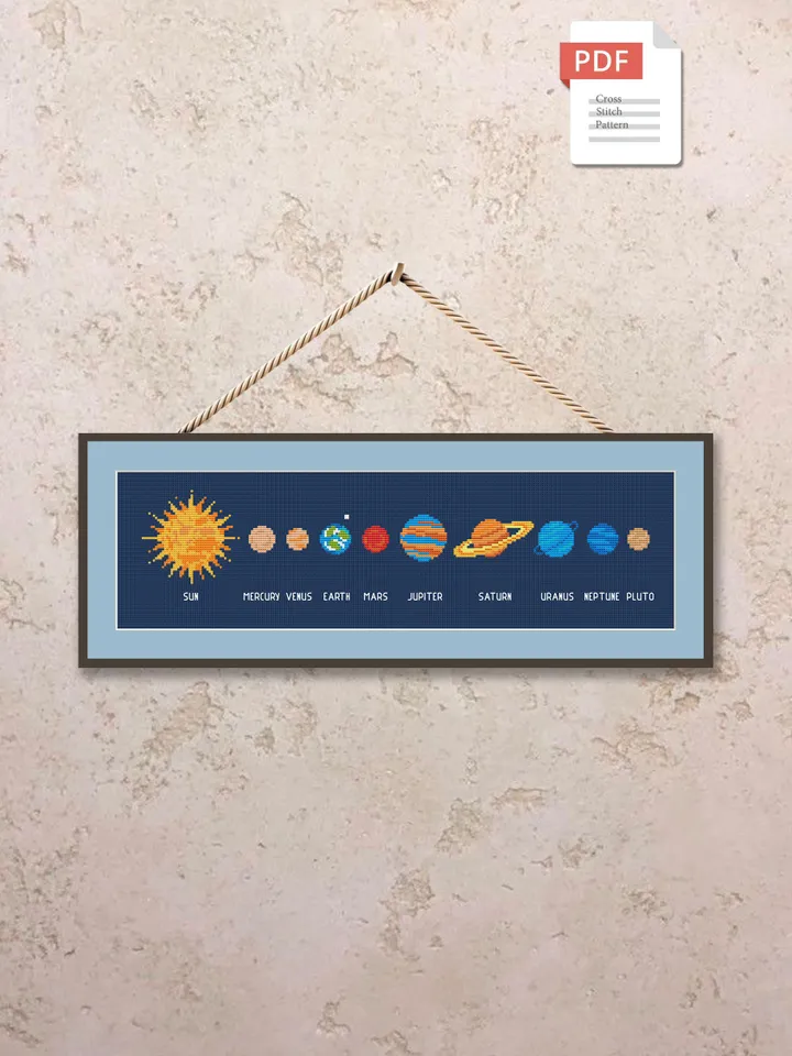 Solar System Cross Stitch Pattern, Planets Cross Stitch Pattern, SunPattern, Space Cross Stitch Pattern, Solar System Patterns #spc010