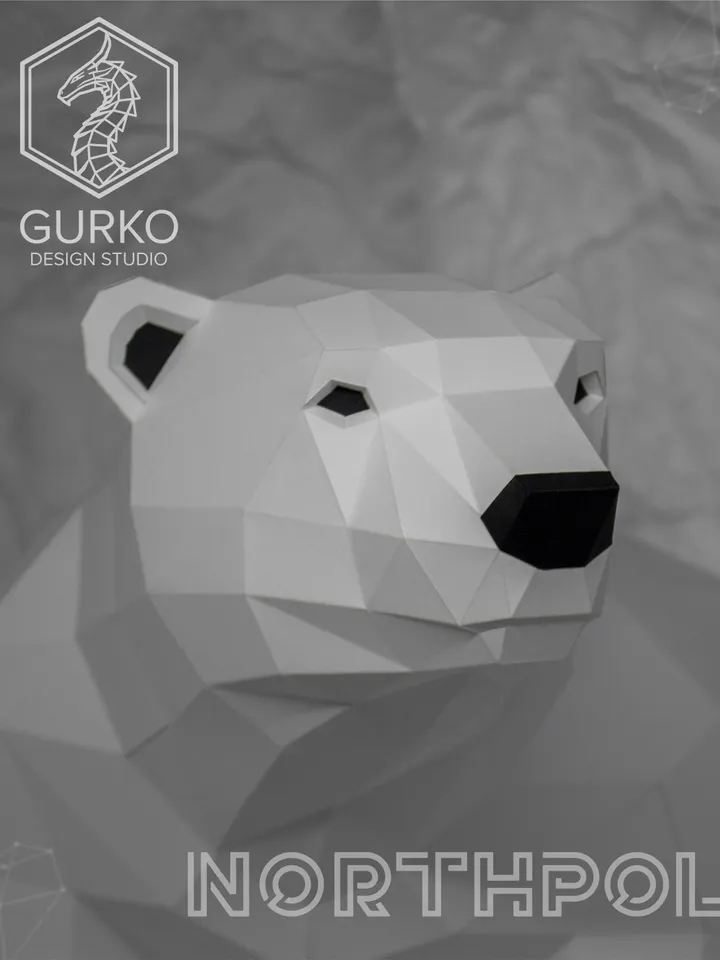 Polar Bear (2 metres) & Baby Bear Papercraft, Digital Template, PDF Download, Gurko, LowPoly, Pepakura, DIY Sculpture, Paper Party Decor