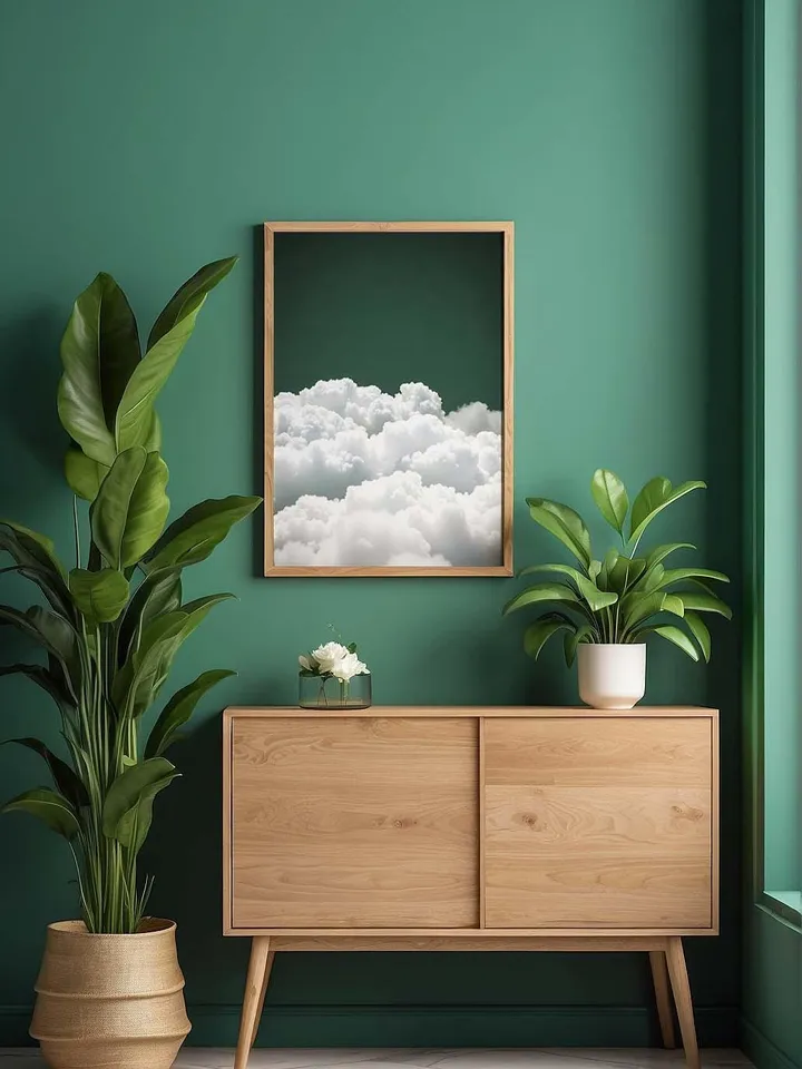 Emerald Green Cloud Wall Art Print, Bedroom Wall Decor Over the Bed Art, Above Bed Decor, Bedroom Decor, Abstract, Minimalist, Dark Green