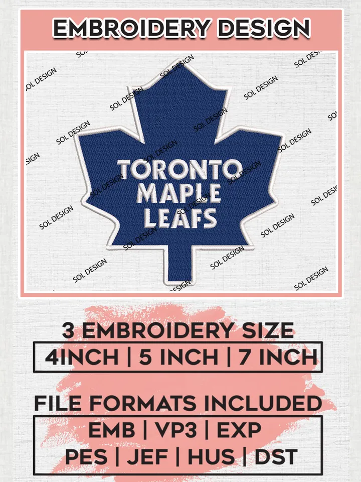 Toronto Maple Leafs Hockey Team Leaf Logo Embroidery Design, NHL Toronto Maple Leafs Logo Embroidery Files, Hockey Team Machine Embroidery, Machine Embroidery Design