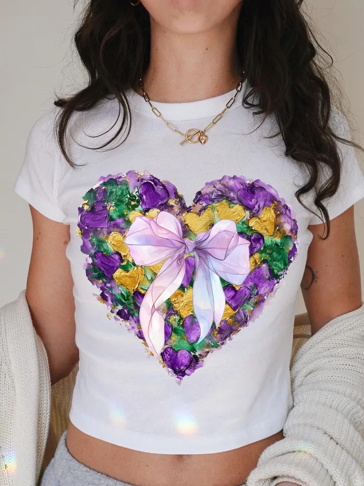 Mardi Gras Heart Brushstroke png, Coquette Bow Mardi Gras Shirt Mardi Beads Louisiana Festival,New Orleans Carnival Heart Brushstroke png