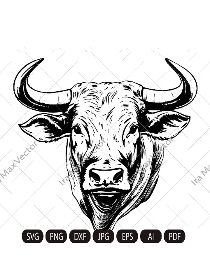 Bull Svg, Bull head svg, Bull svg, Rodeo svg, Bull face svg, Bull clipart, Cowboy bull svg, cow svg, Cow head svg, Cow face, Angry bull svg