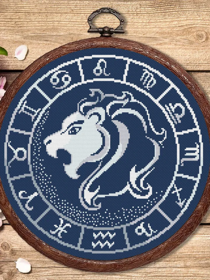 Leo Silver Cross Stitch Pattern, Zodiac Cross Stitch, Astrology Cross Stitch, Leo Pattern, Zodiac Sign Cross Stitch, Cancer #zdc018