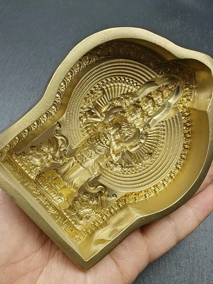 1000 Arms Avalokitesvara Tsa Tsa Mold,Gandhanra Tibetan Copper Mould For Making Clay Buddha Statue Offering,Tsha Tsha Mould，11cm Height