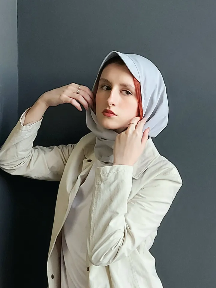 Brim headscarf Wrap visor hat cotton raincoat fabric, Pull on head scarf Women bonnet, detachable hood, Muslim hijab wrap hair loss headwear,