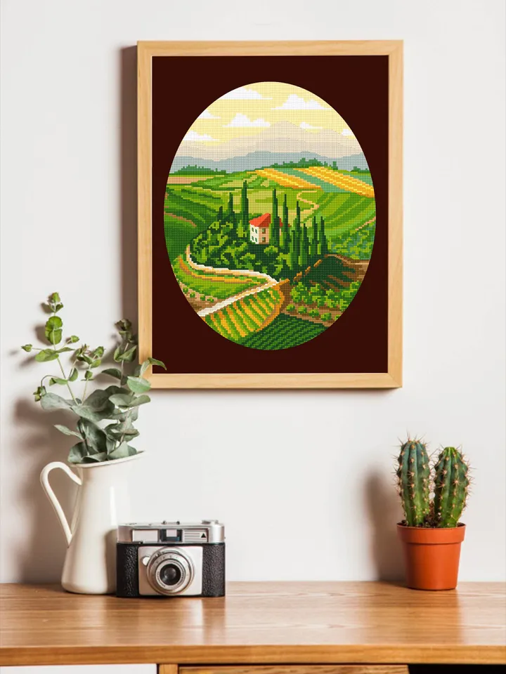Landscape Italy cross stitch pattern download PDF Nature landscape embroidery PDF Village home cross stitch chart DIY Home decor nature #L7
