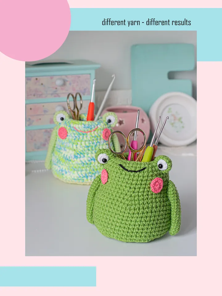 Crochet pattern amigurumi FROG holder for hooks pattern PDF file in ENG for beginners