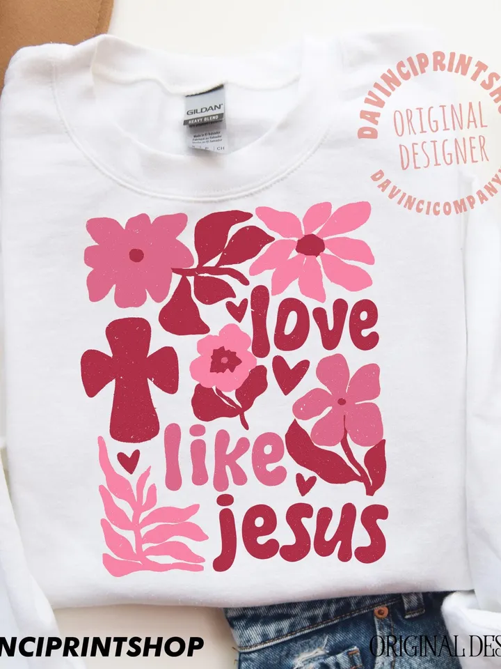 Love Like Jesus png, Boho Valentine png, Christian Valentine png, Bible Verse Quote png, Valentines Sublimation, Jesus png, Floral png, Boho