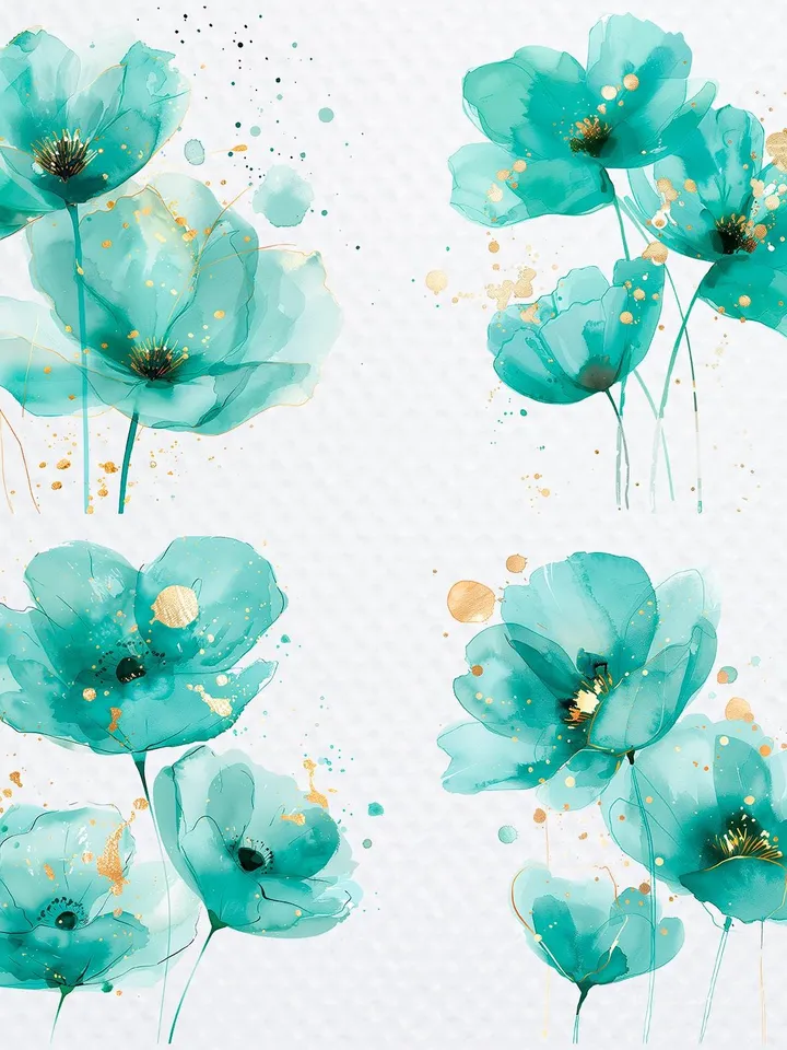 16 Abstract Flowers PNG Bundle, Flowers Print, Alcohol ink Watercolor clipart for sublimation, High Quality PNGs, Paper craft, junk journals