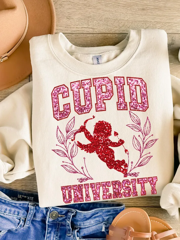 Coquette Cupid png, Coquett Cupid University, Faux Sequin Png Cupid University PNG, Valentine PNG, Valentines Day T Shirt Design, Love