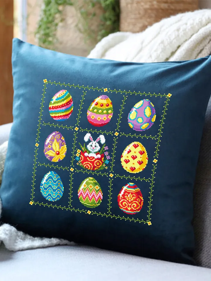 Easter eggs cross stitch pattern download PDF Funny Easter bunny cross stitch chart, Easter cross stitch sampler, DIY Easter home decor #T5