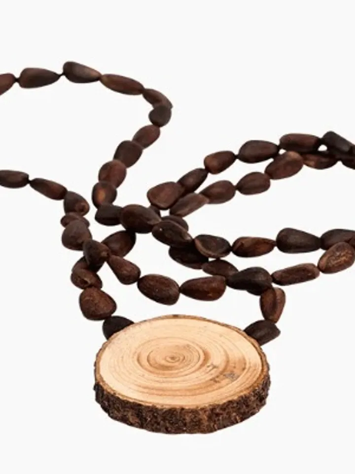Cedar beads with a pendant