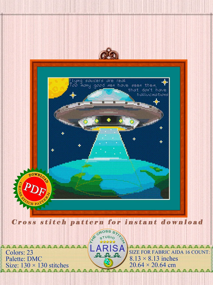 Flying Saucer Cross Stitch Pattern | Flying Disc | UFO