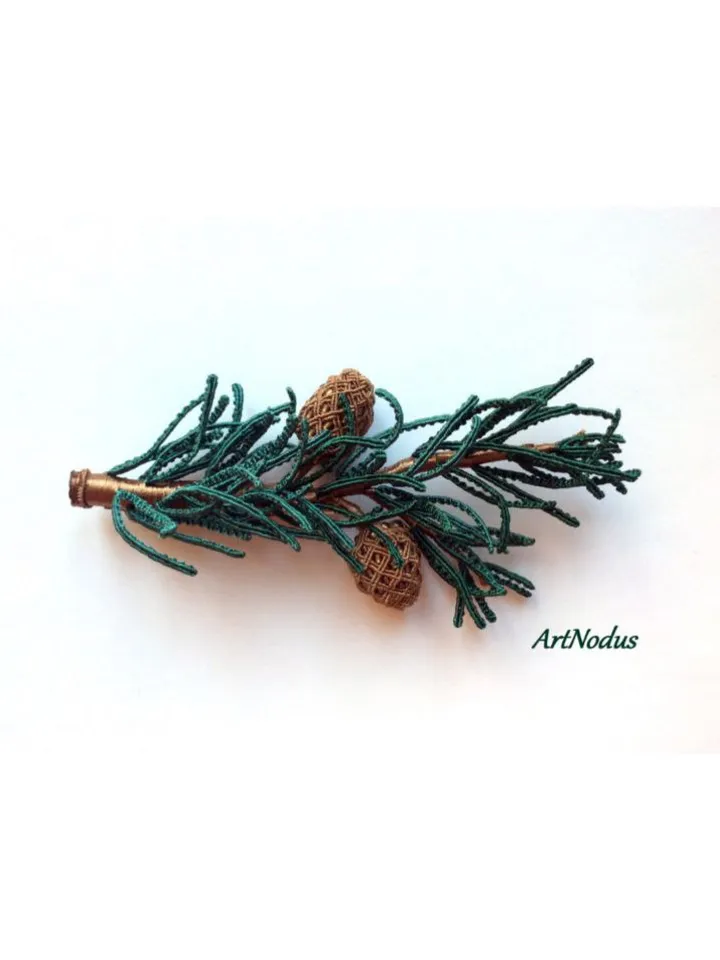 Pine Branch Brooch with Cones