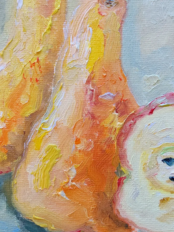 "Still life. Pears" oil painting on canvas 20x20cm (8x8inch)