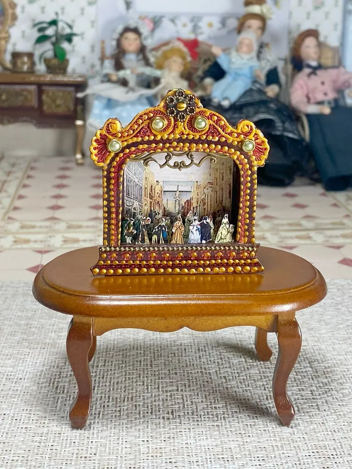 Puppet theater. 1:12. Theater for a dollhouse. Handmade. Vintage theater.