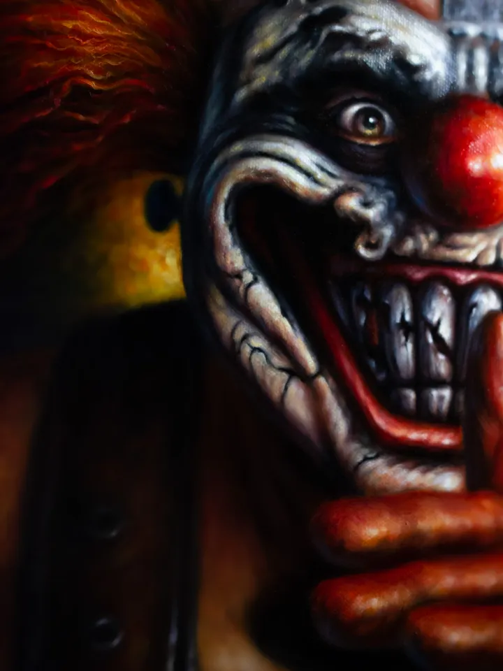 Original oil painting Twisted Metal Sweet Tooth