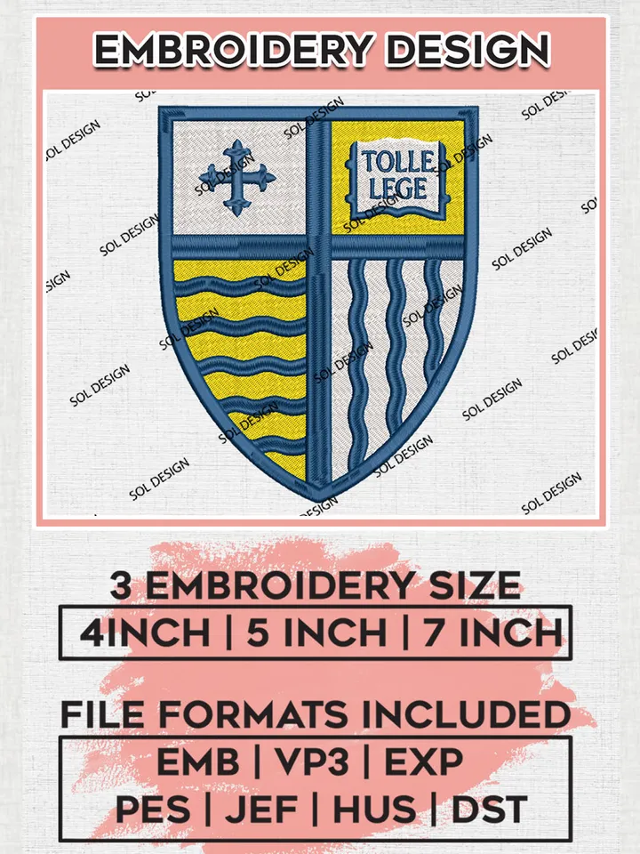 Merrimack Warriors Team Logo Embroidery Design Files, NCAA Merrimack Warriors Machine Embroidery, NCAA Teams, 3 sizes, NCAA Machine embroidery designs, Digital Download