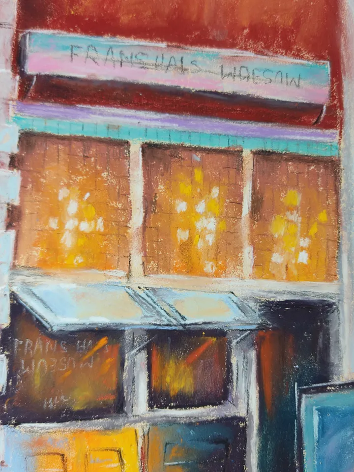 City Street. Original soft pastel drawing.