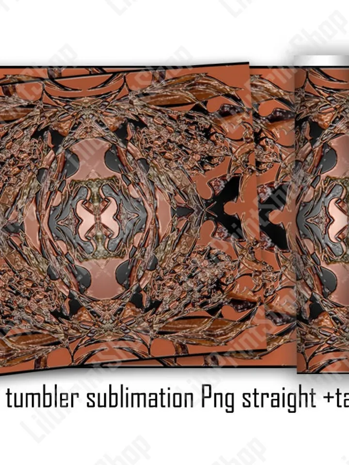 Tooled leather Tumbler sublimation designs, Brown tumbler wrap PNG for 20oz skinny straight & tapered tumbler / Instant download