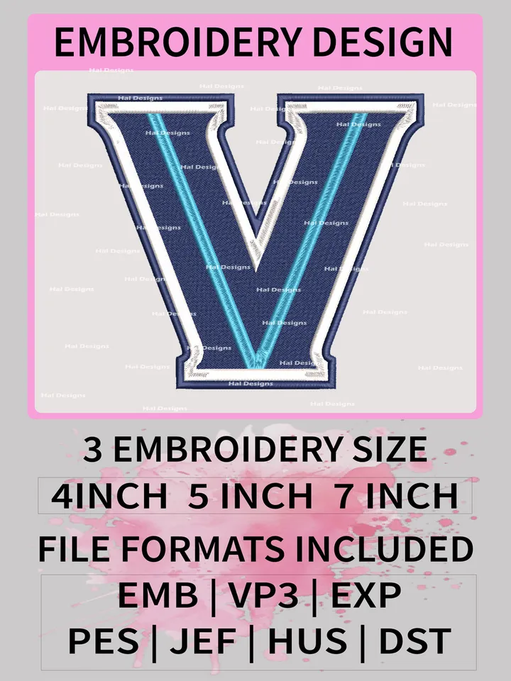 NCAA Villanova Wildcats Embroidery File, 3 Sizes, 6 Formats, NCAA Machine Embroidery Design, NCAA Logo, NCAA Teams