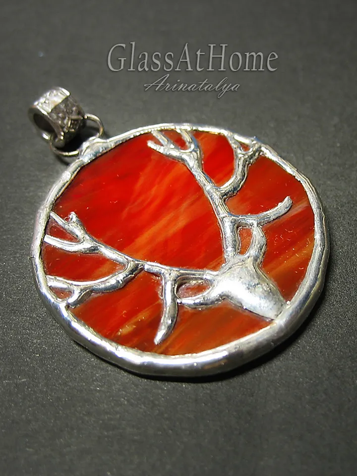 Deer antler jewelry, Deer head necklace, Noel, Yule jewelry. Christmas deer, stag head pendant