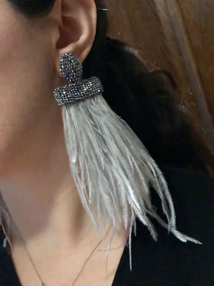 Feathers Beaded Earrings clip-on
