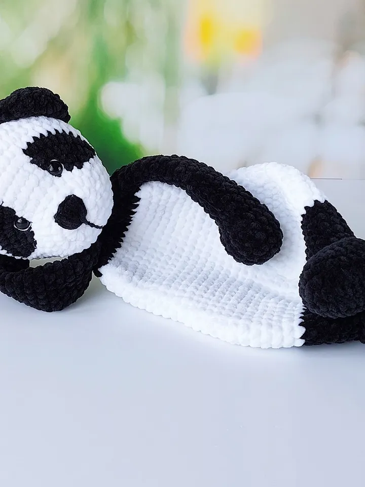 Pattern Crochet Animal Panda, Baby Panda Comforter, Crochet Snuggler Toys, Amigurumi Lovey, PDF Tutorial in English.