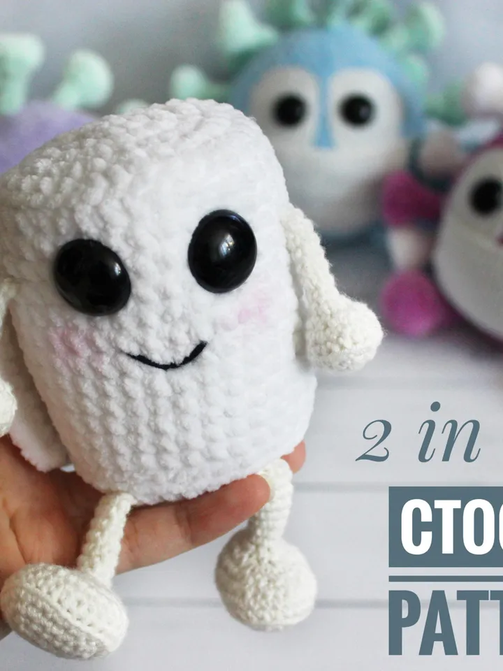 CROCHET PATTERN Toilet paper Virus toy Cute microbe toy Amigurumi tutorial PDF file