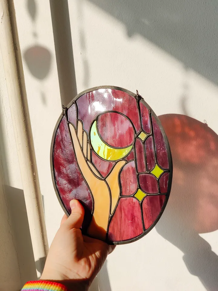 Stained glass window panel, Suncatcher, Glass home décor, Anniversary gift