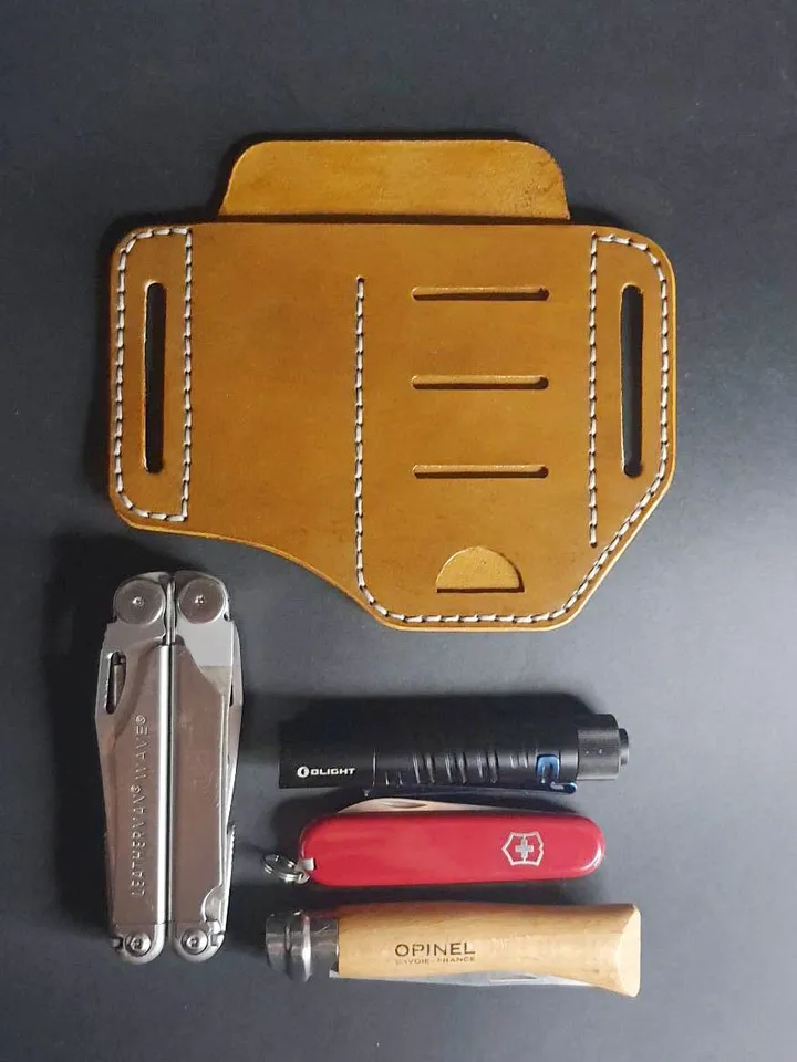 Leatherman, genuine Leather, EDC, Multi-Tool Carrier Sheath, Flashlight Holder, Knives Sheath Holster