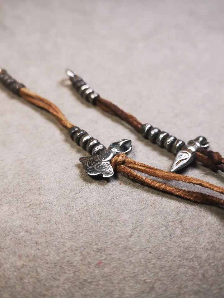 Gandhanra Handmade 5mm Tibetan Buddhist Prayer Bead Counters for 6-15mm Mala,with Kila and Kartika Pendant,Made of Cold Iron