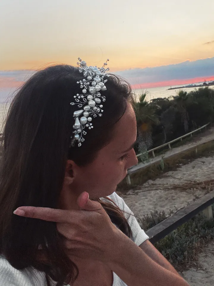Wedding tiara, Headpiece for bride, Pearls headpiece, Pearl headpiece, Wedding tiara, Bridal crown, Pearl headband, White tiara, Diadem, hairstyle jewelry for bride, pearls accessories, pearl headpiece, Pearl hair band