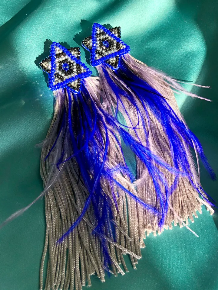 Feather and Crystal Earrings